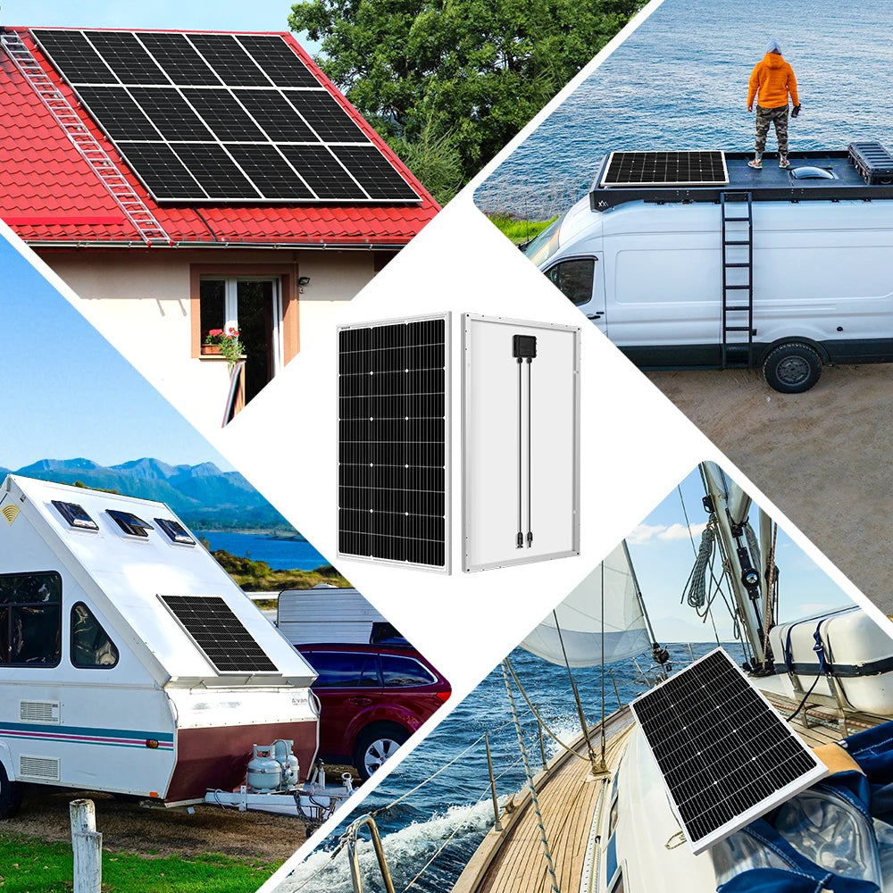 DOKIO 18V 100W Rigid Solar Panel 18V Monocrystalline Silicon Waterproof Solar Panel Charging 12V #DSP-100M Camping/Home/RV