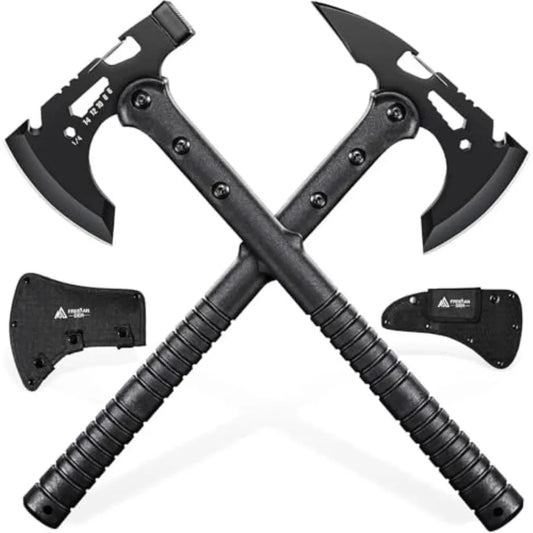 Tactical Axe 2 Pack Sharp Tomahawk with Sheath Portable Tomahawk with Clip and Bottle Opener Durable Survival Hatchet for Emerg