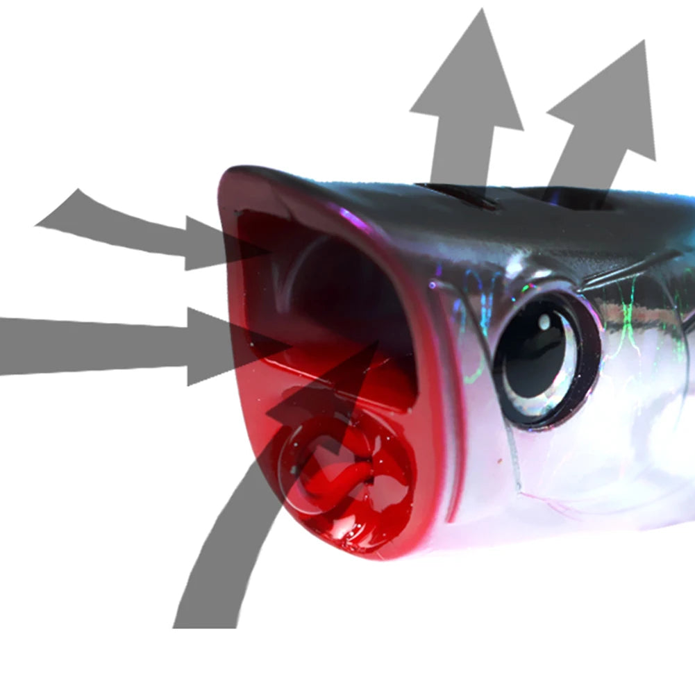 Popper Fishing Lure with Hook Floating Fishing Lure 3D Eyes Artificial Wobbler Swimbait for Freshwater Saltwater Surface Fishing