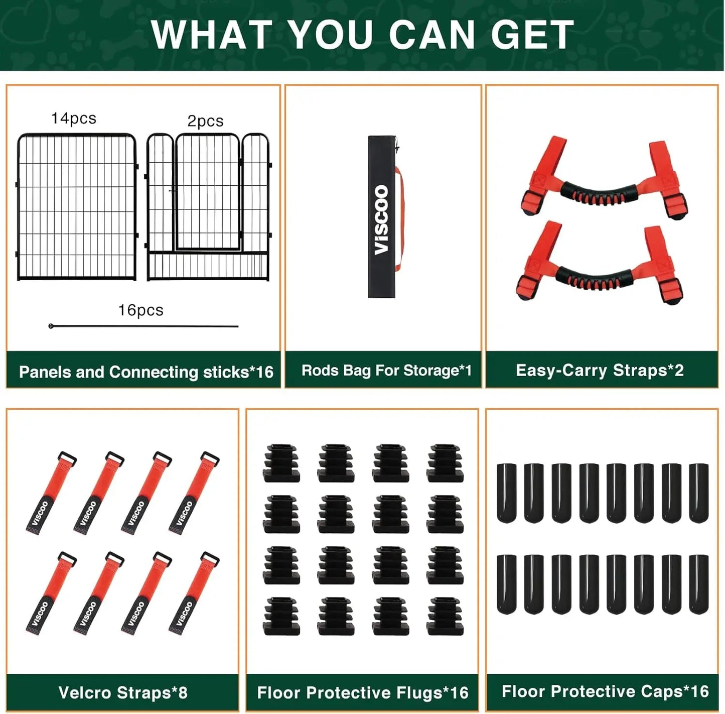 16-Panel 40" High Metal Dog Playpen with Gate, Portable Pet Fence for Outdoor/Indoor Use, RV Camping