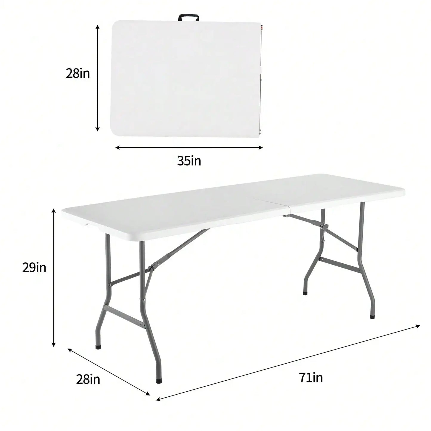 6FT Plastic Folding Table, Shooting Table, HDPE Portable Picnic Table Outdoor, For Camping, Party, Wedding, Picnic
