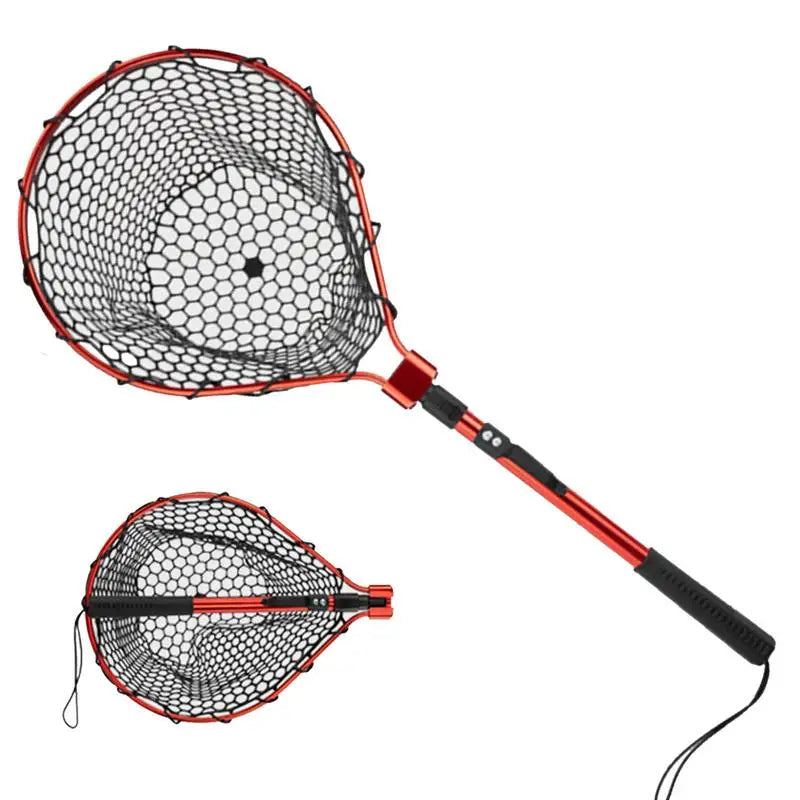 Telescoping Fishing Landing Net Folding Fishing Net With Handle Portable Silicone Mesh Fish Hand Net Fishing Gear Accessorie