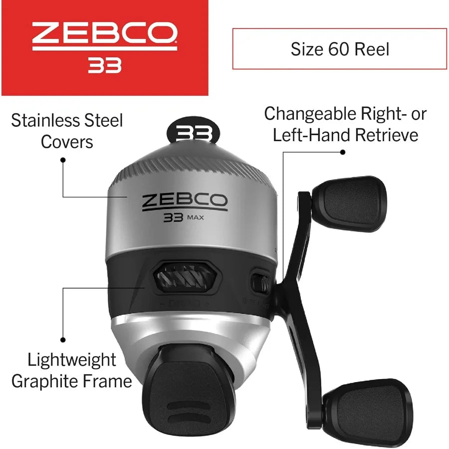 6 Foot 2 Piece Fiberglass Fishing Rod and Zebco 33 Spincast Reel Combo with EVA Handle for Enhanced Comfort and Precision Casting