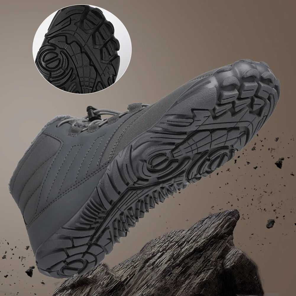 Winter Warm Running Barefoot Shoes Women Men Rubber High Ankle Boots Waterproof Non-Slip Breathable for Trekking Climbing