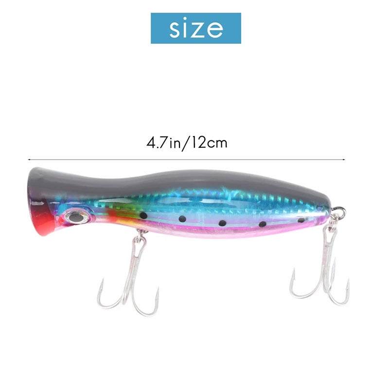 1 Pcs Popper Fishing 3D Augen With Treble Hooks 12Cm 42G Topwater Hard Lure Soft Plastic Isca Artificial Fishing Lure Tackles