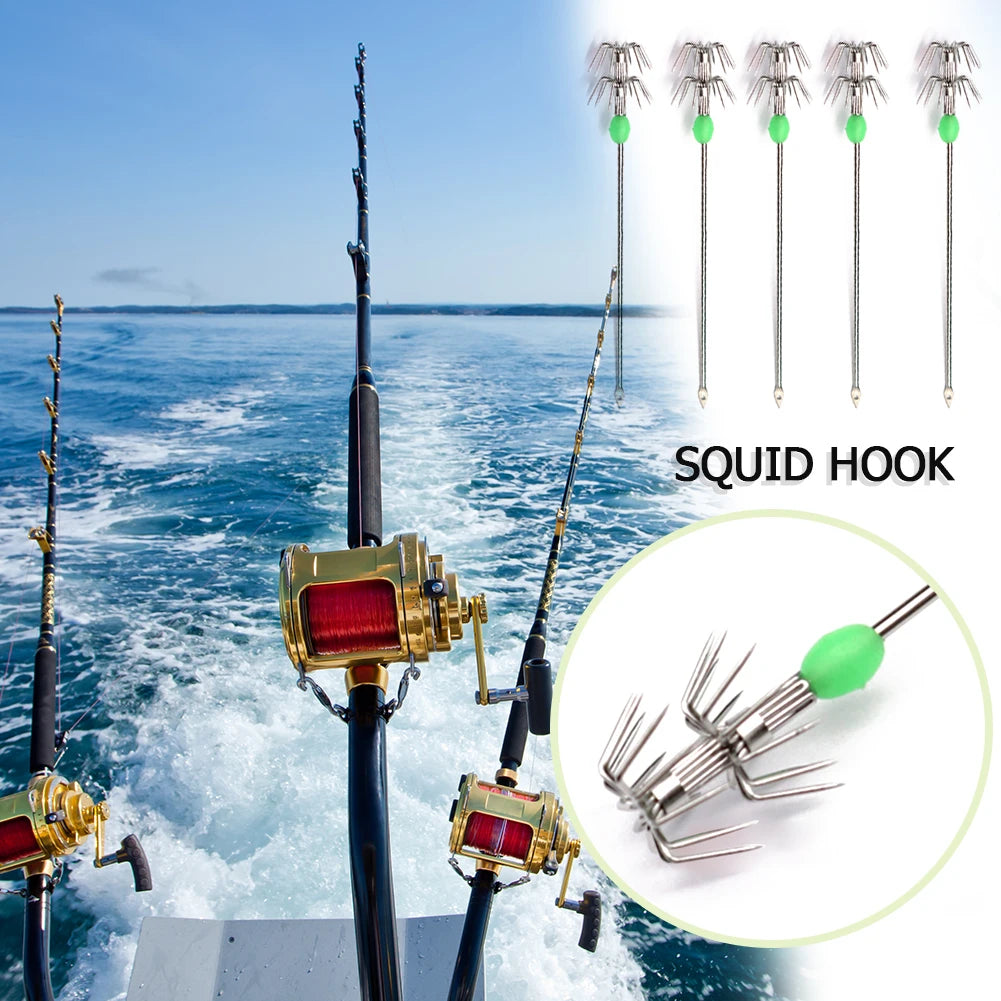 10pcs Double-Layer Umbrella Squid Hooks Stainless Steel Hook Fishing Accessories