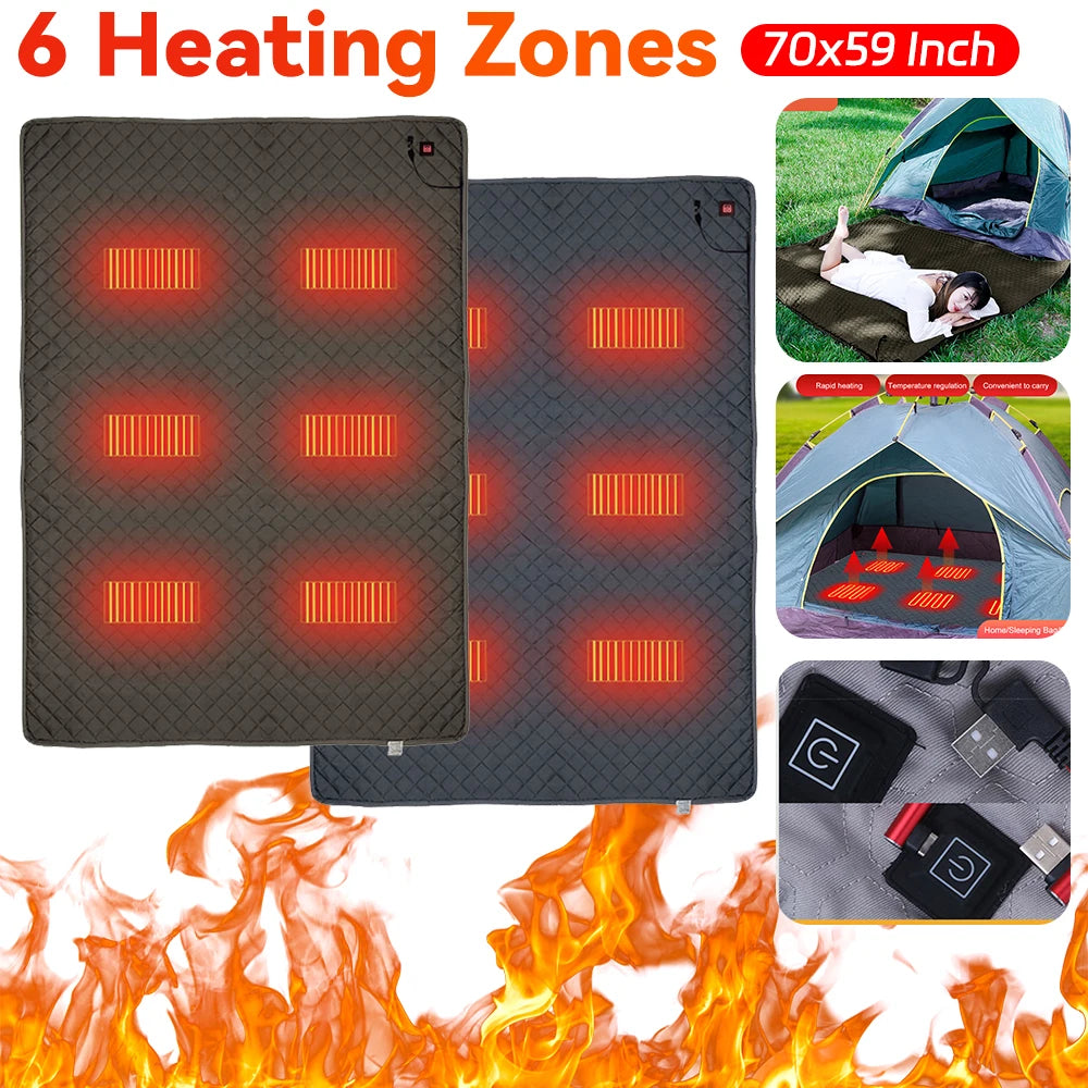 5V USB Sleeping Electric Heating Pad Heated Cushion Cold Resistant 3-Level Temperature for Outdoor Camping Heated Electric Mat