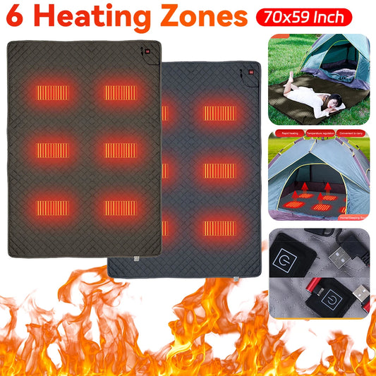 5V USB Sleeping Electric Heating Pad Heated Cushion Cold Resistant 3-Level Temperature for Outdoor Camping Heated Electric Mat