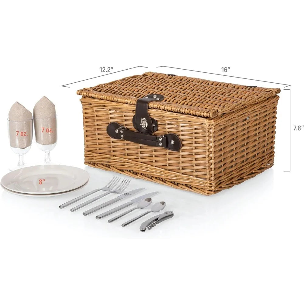 picnic time classic picnic basket for 2, romantic picnic for 2, wicker