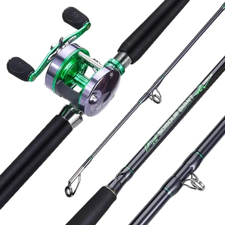 2Piece Conventional Fishing Rod and Reel Combo for Catfish Salmon Steelhead Striper and Bass with Comfortable EVA NonSlip Grips
