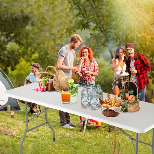 6FT Plastic Folding Table, Shooting Table, HDPE Portable Picnic Table Outdoor, For Camping, Party, Wedding, Picnic