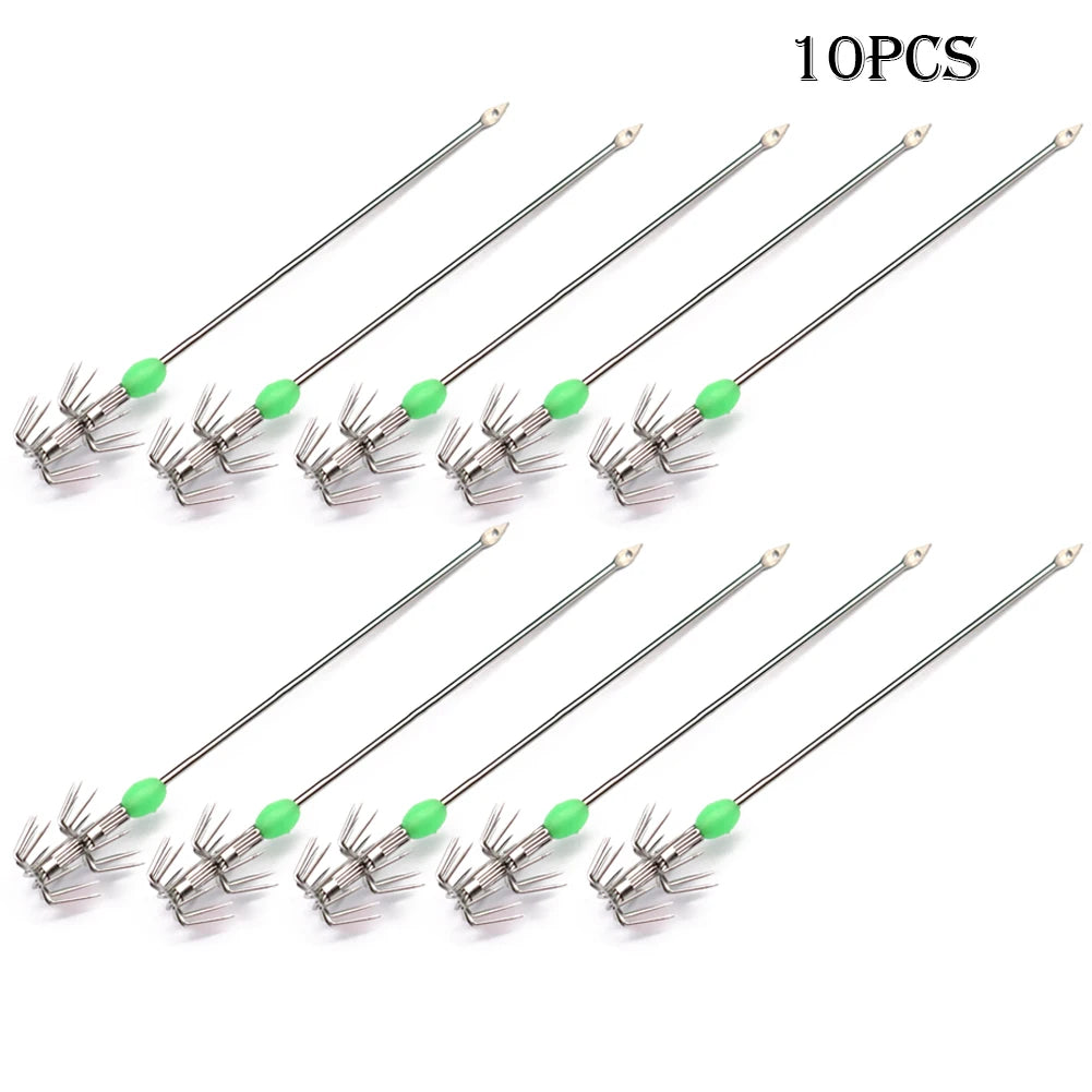 10pcs Double-Layer Umbrella Squid Hooks Stainless Steel Hook Fishing Accessories