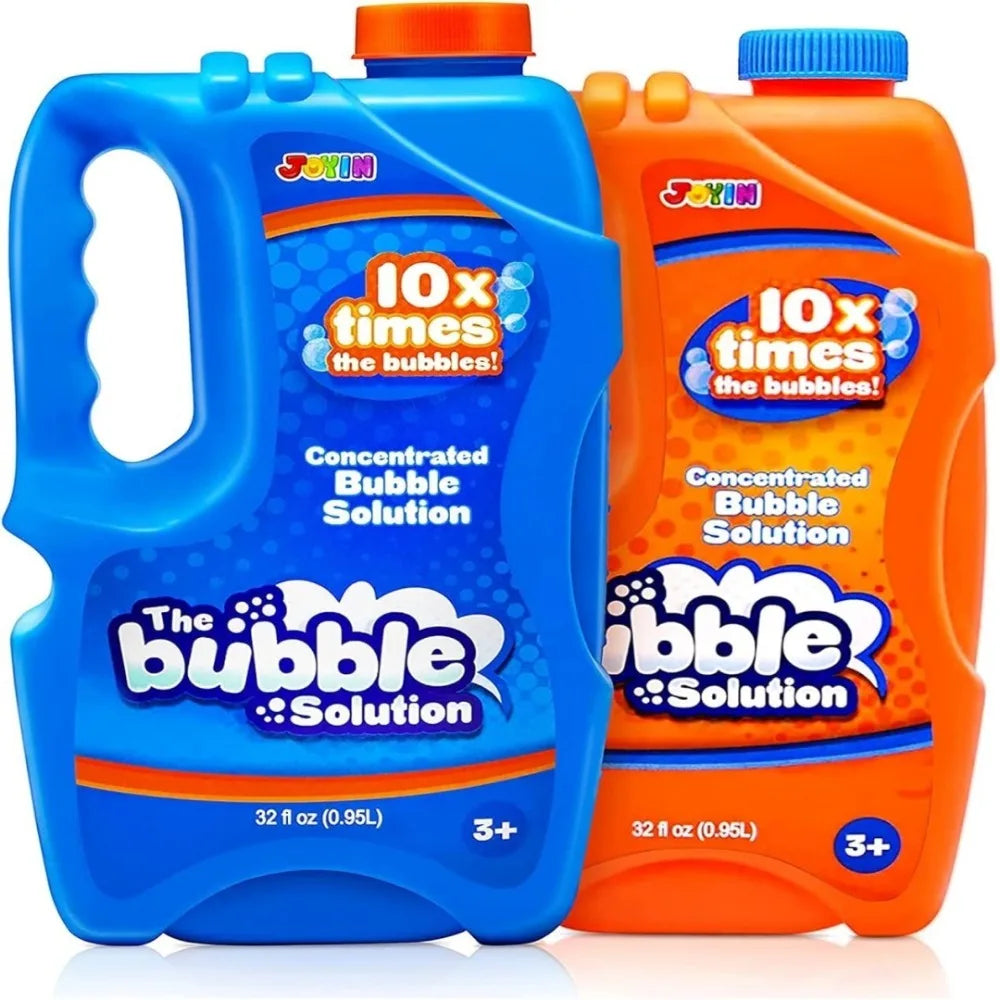 JOYFY 2 Bottles Bubbles Refill Solutions 64 oz (up to 5 Gallon) Concentrated Solution for Bubble Machine Gun Wand Refill Fluid