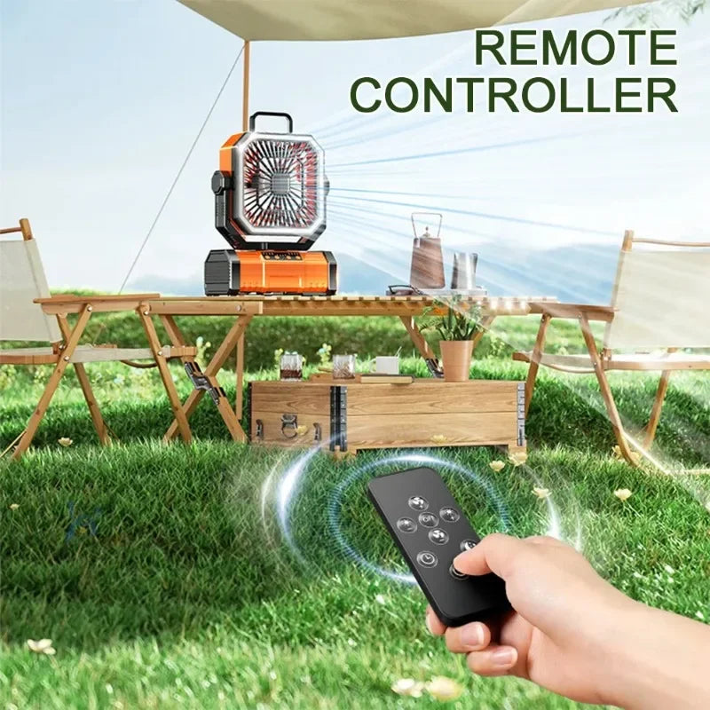Portable Rechargeable Fan Camping Fan 20000mAh Tent Fan with Remote/LED Light/Hanging Hook for Camping Outdoor
