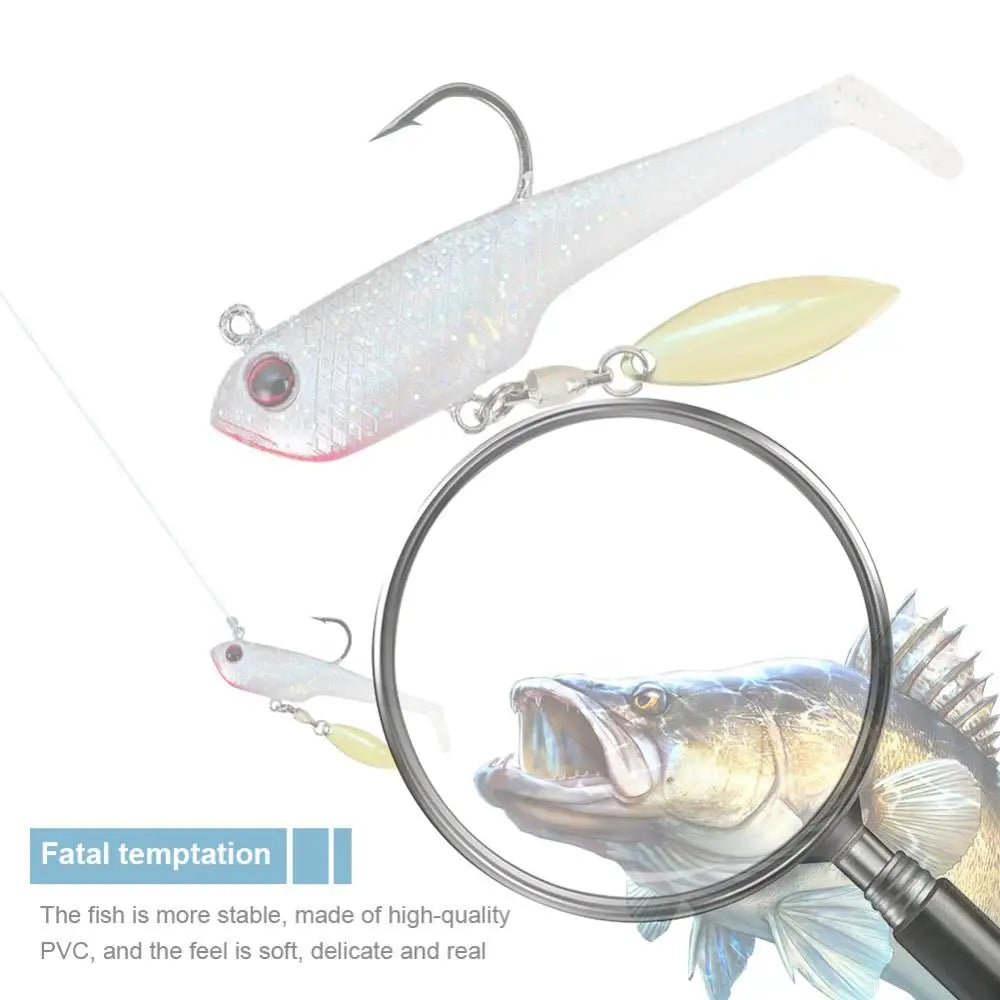 6pcs Spin Spoon Sequins Soft Fishing Lures Jig Head Artificial Baits Soft Baits for Trout Bass Shad