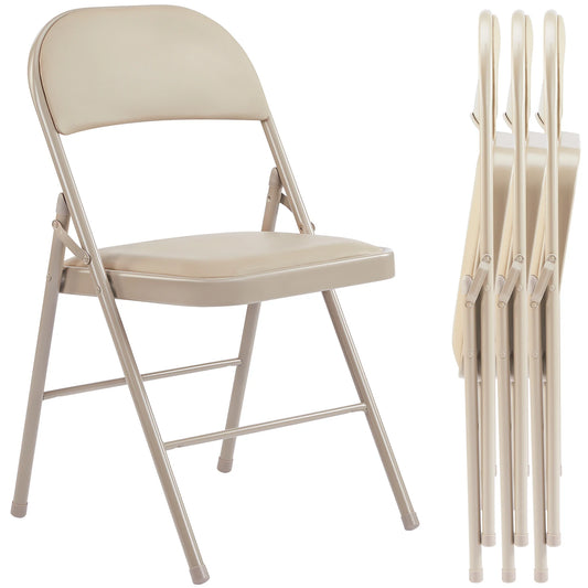 Padded Folding Chair 4 Pack Sturdy Metal Living Room Dinner Chairs Easy to Use Storage Outdoor Home Office