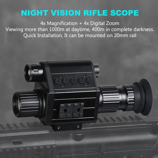Megaorei Digital Night Vision Monocular HD 1080P Infrared Night Vision Scope1X-4X Hunting Riflescope with Camera 940nm IR