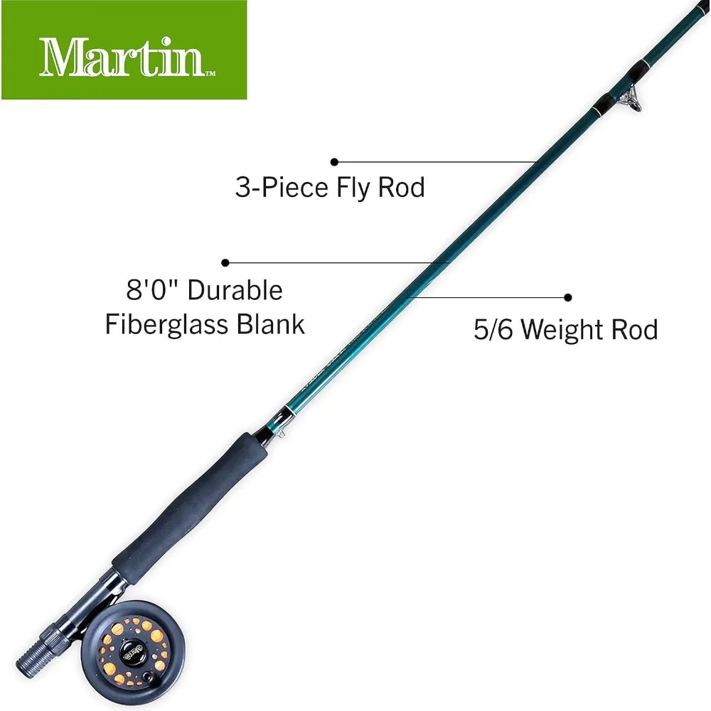 Complete Fly Fishing Kit with Pre-spooled Reel, 8-Foot Rod, and Assorted Flies for Beginners