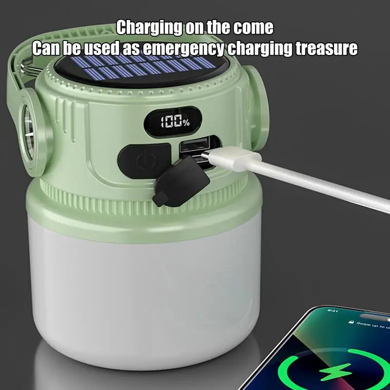 Rechargeable LED Camping Lantern Portable LED Camping Flashlight Solar Rechargeable Waterproof Outdoor Supplies Lightweight Tent