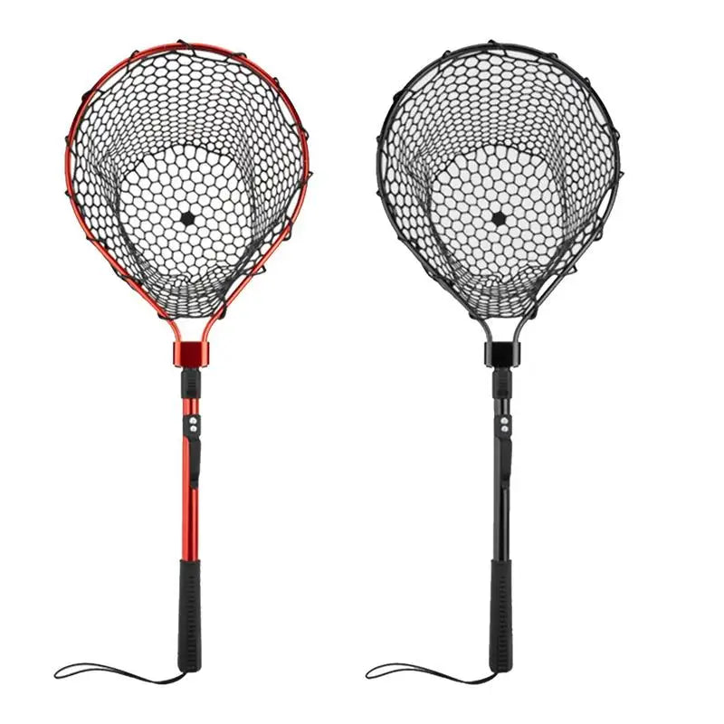 Telescoping Fishing Landing Net Folding Fishing Net With Handle Portable Silicone Mesh Fish Hand Net Fishing Gear Accessorie