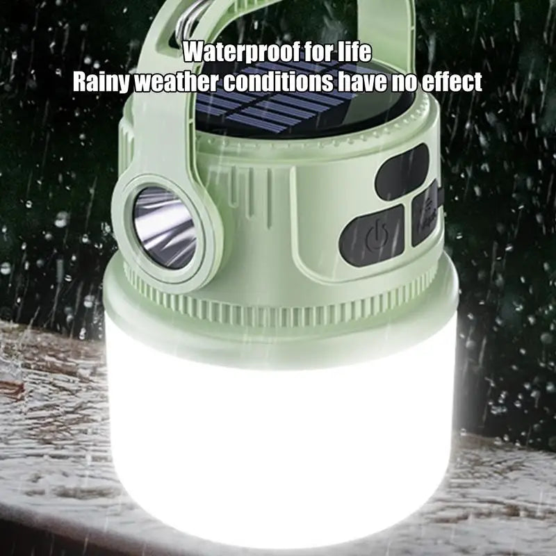 Rechargeable LED Camping Lantern Portable LED Camping Flashlight Solar Rechargeable Waterproof Outdoor Supplies Lightweight Tent