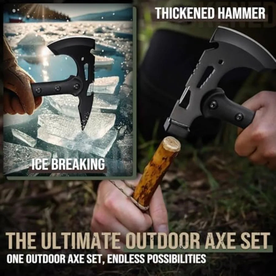 Tactical Axe 2 Pack Sharp Tomahawk with Sheath Portable Tomahawk with Clip and Bottle Opener Durable Survival Hatchet for Emerg