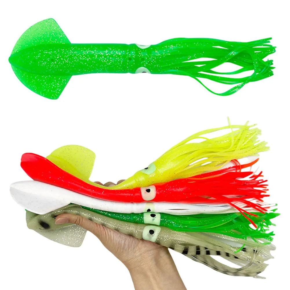 5Pcs 30cm Fishing Soft Lures Luminous Octopus Sea Fishing Wobbler Fishing Soft Bait Artificial Silicone Squid Bait for Saltwater