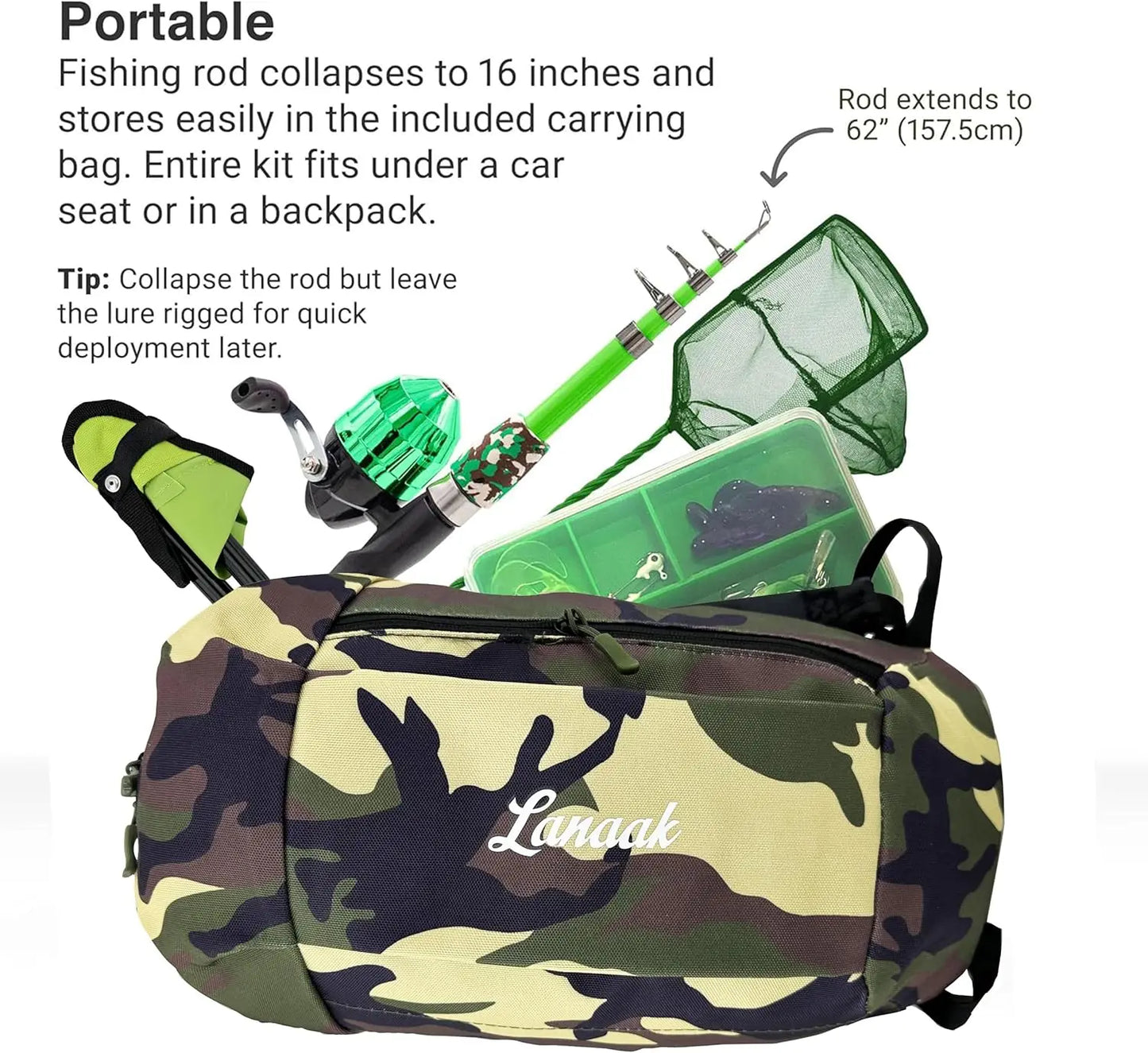 Kids Telescopic Fishing Rod Set with Tackle Box & Net - Complete Gear for Ages 5-10