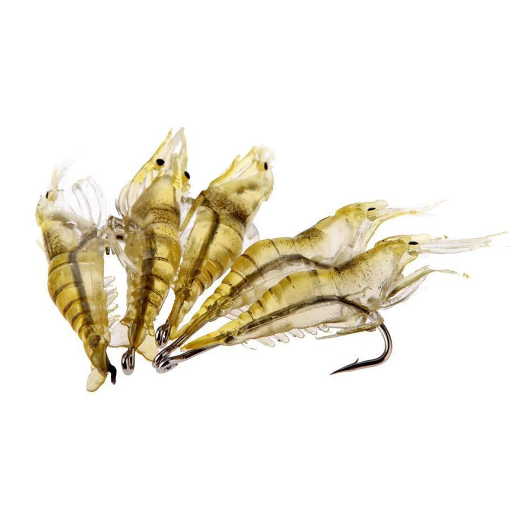 6pcs Shrimp Artificial Bait with Hooks Simulation Soft Prawn Carp Wobbler Shrimp Lure Sea Fishing Accessories