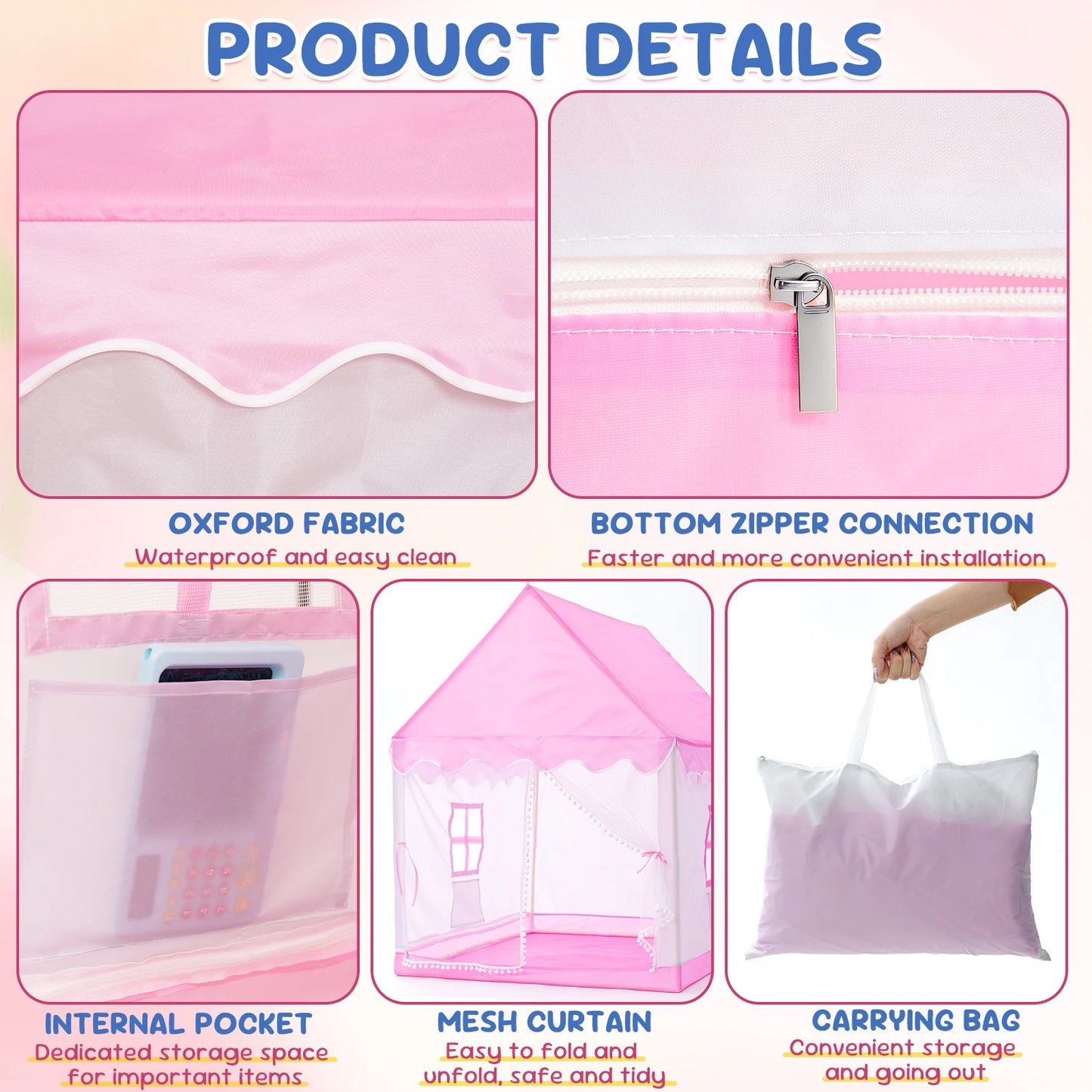 Indoor Outdoor Folding Kids Tents Tipi Baby House Girls Princess Castle Child Room Toy House Kid Bed Game Large Toy Tents Picnic