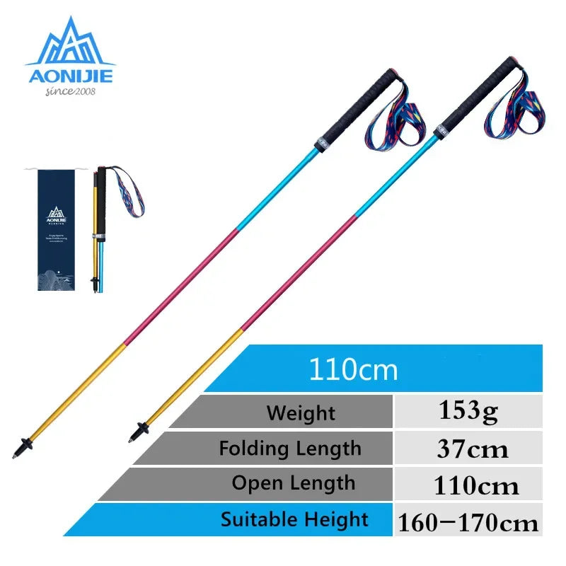 AONIJIE E4201 M-Pole Folding Ultralight Quick Lock Trekking Poles Hiking Pole Race Running Outdoor Walking Stick Carbon Fiber