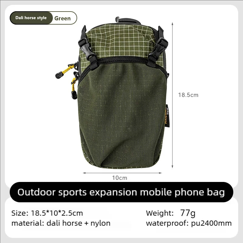 Waterproof Dyneema Water Bottle Bag,420D Nylon Holder with Phone Pocket and Adjustable Strap for Cycling,Camping Essentials