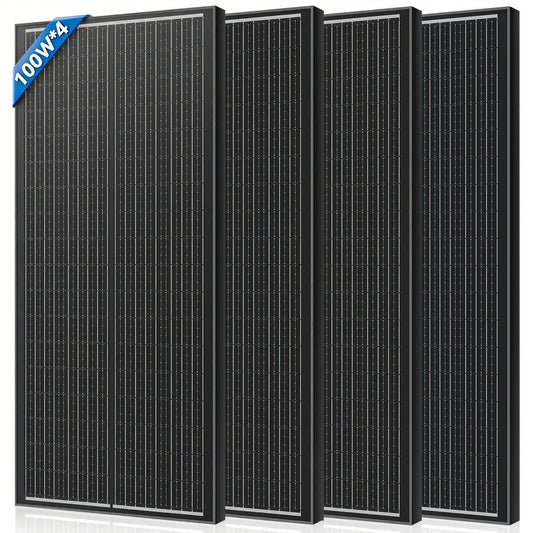 Rvpozwer 12.8V 400W/200W/100W 18BB Rigid Solar Panel Monocrystalline Silicon N-Type Solar Cells Waterproof  Camping/Home/RV
