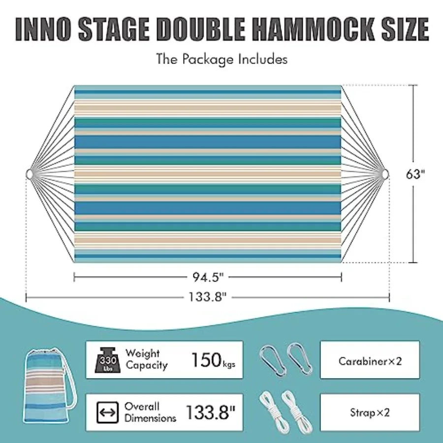 2 Persons Hammock with Tree Straps - Brazilian Double Hammocks Portable Hanging Camping Bed for Patio Backyard Porch Outdoor an