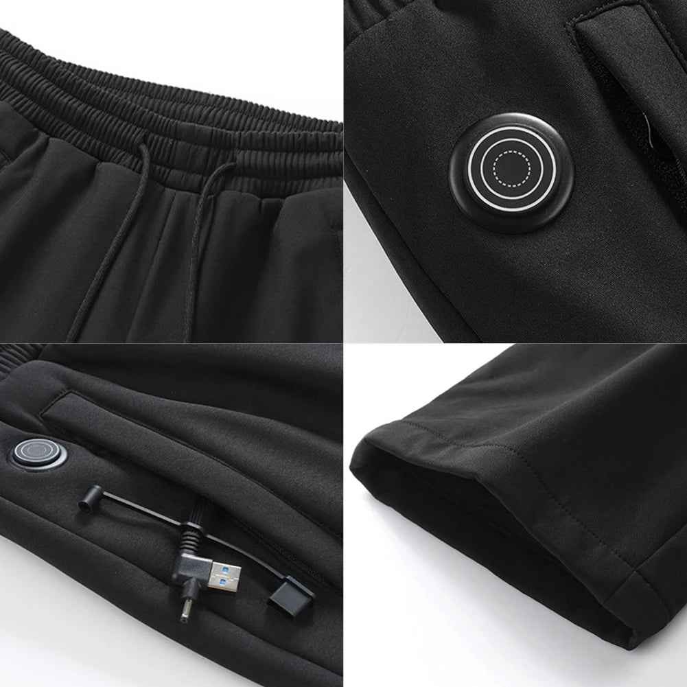 Thermal Pants 3 Temperature Mode Heated Pants for Men Women Elastic Waist USB 5V Heated Trousers for Skiing Fishing Motorcycle