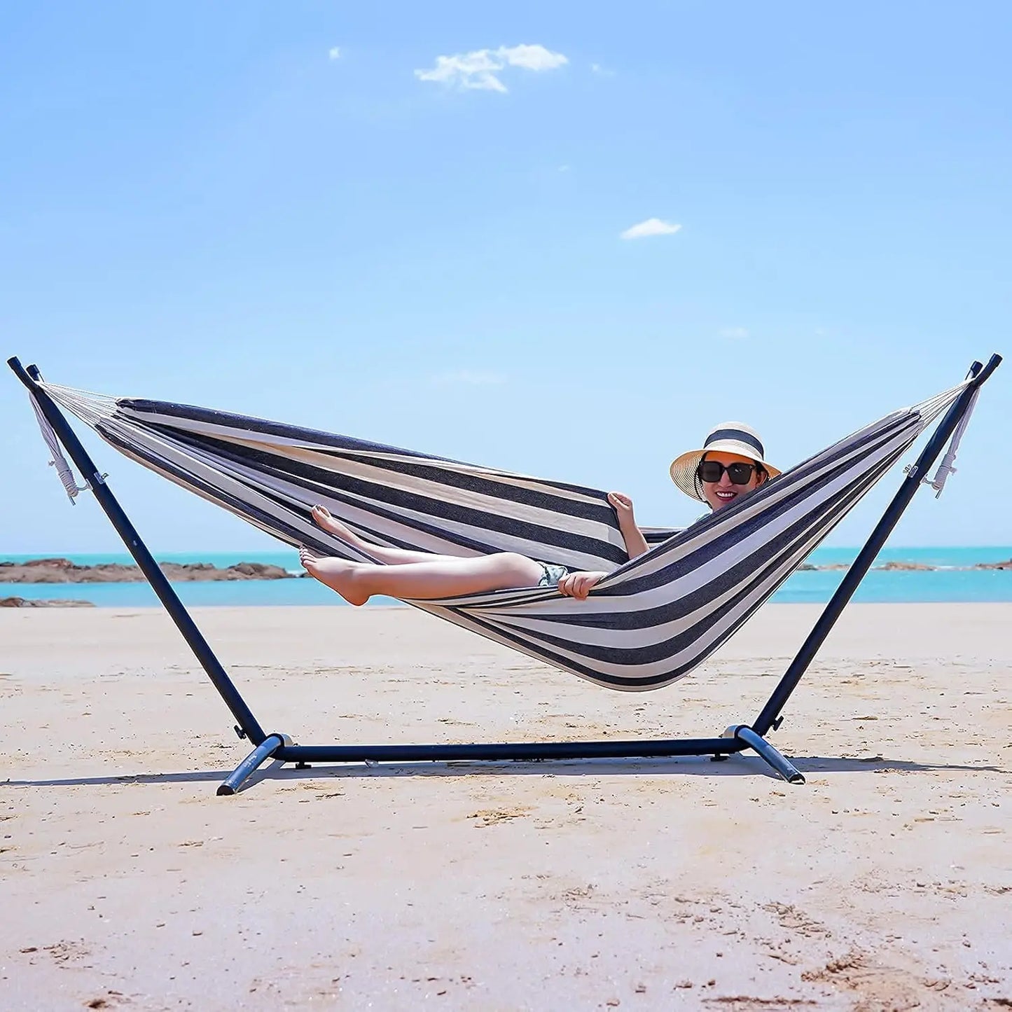 Extra Large Double Hammock with Tree Straps - Portable Camping Bed for Indoor and Outdoor Use, Includes Carrying Bag