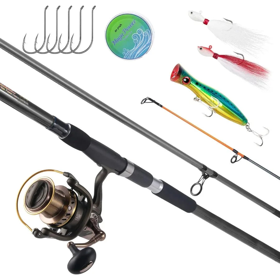 12ft Saltwater Surf Fishing Rod and Reel Combo Set for Offshore and Inshore Fishing with 10000 Reel Beach Casting and Spinning