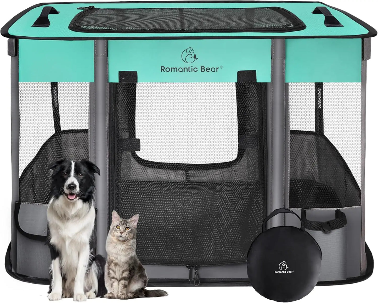 Foldable Pet Playpen Tent with Water-Resistant Cover, Portable Kennel for Small Animals Indoor Outdoor Travel Camping