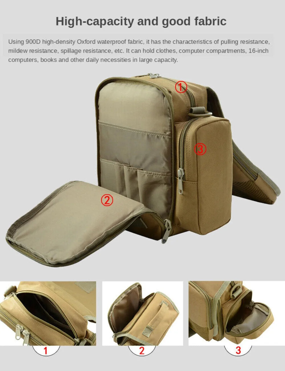 Tactical Sling Chest Bag Handbag Men Shoulder Pack Crossbody Bag Outdoor Hiking Camping Military Messenger Bag Laptop Waist Bag