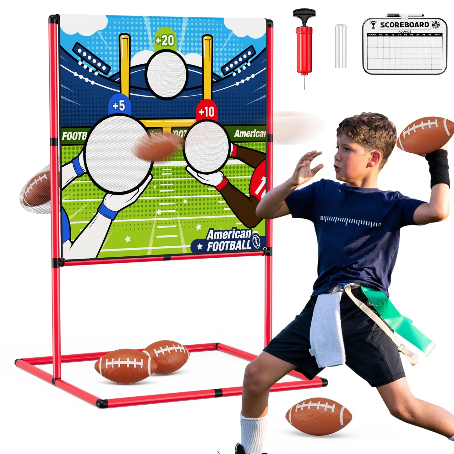 Throwing Target Game, Football Target Practice for Kids, Indoor Outdoor Backyard Yard Garden Sports Toys Gifts for Boys Girls