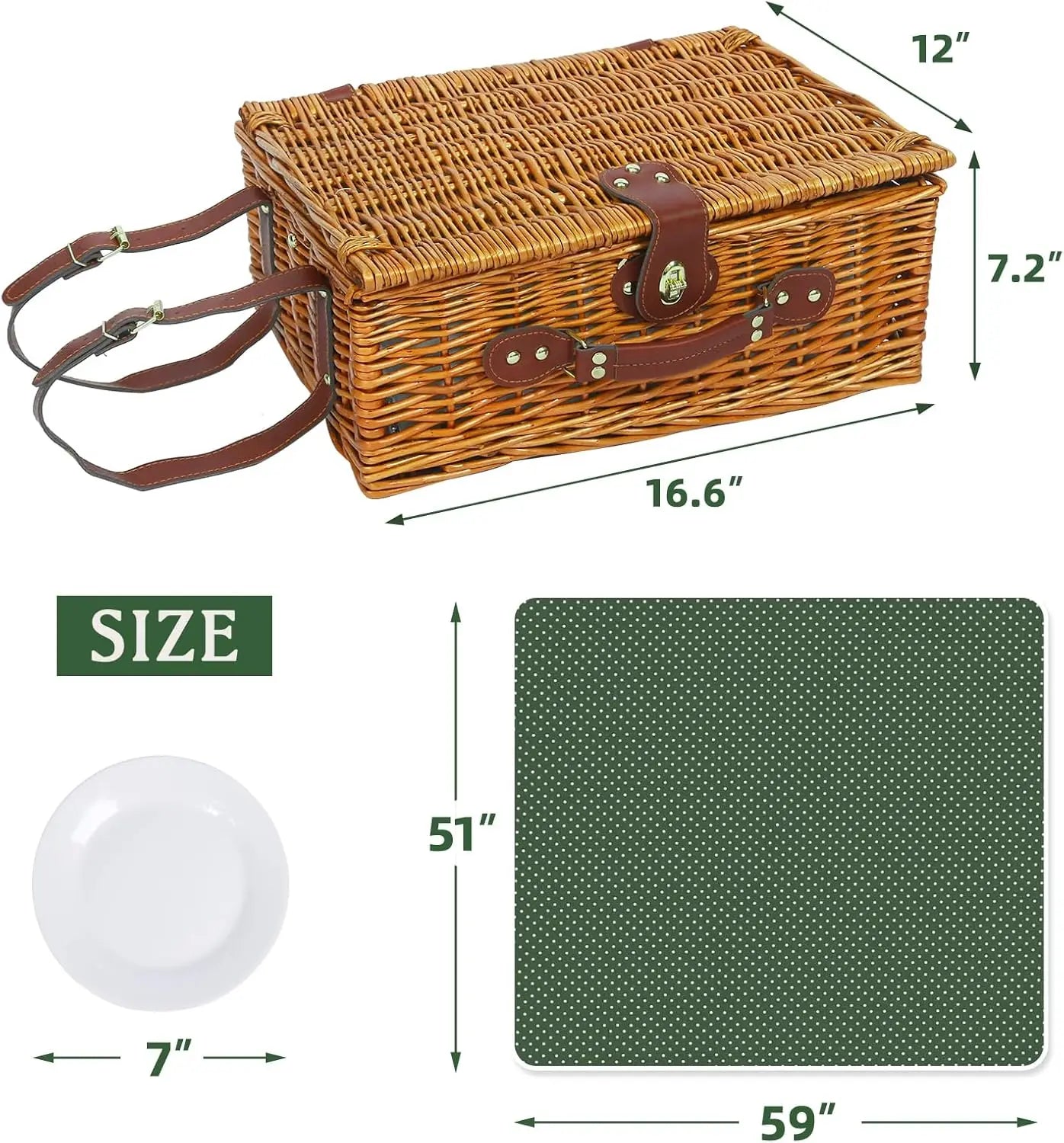 4-Person Picnic Basket with Waterproof Blanket & Insulated Cooler, Ideal for Camping, Outdoors, and Gifts