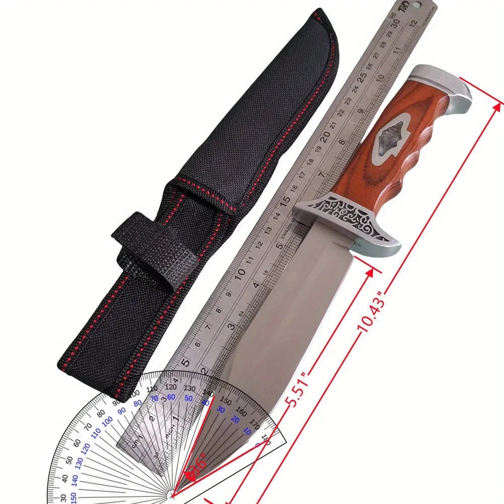 Field High Hardness Sharp Tactical Knife Outdoor Knife Rope Handle Small Straight Knife Wilderness Survival Non-folding Knife