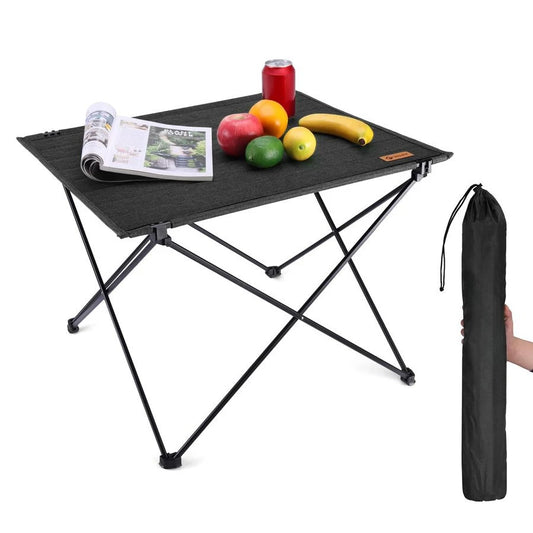 Folding Camping Table with Carry Bag, Portable Lightweight Beach Table with Oxford Fabric and Reinforced Aluminum Panel for Outd