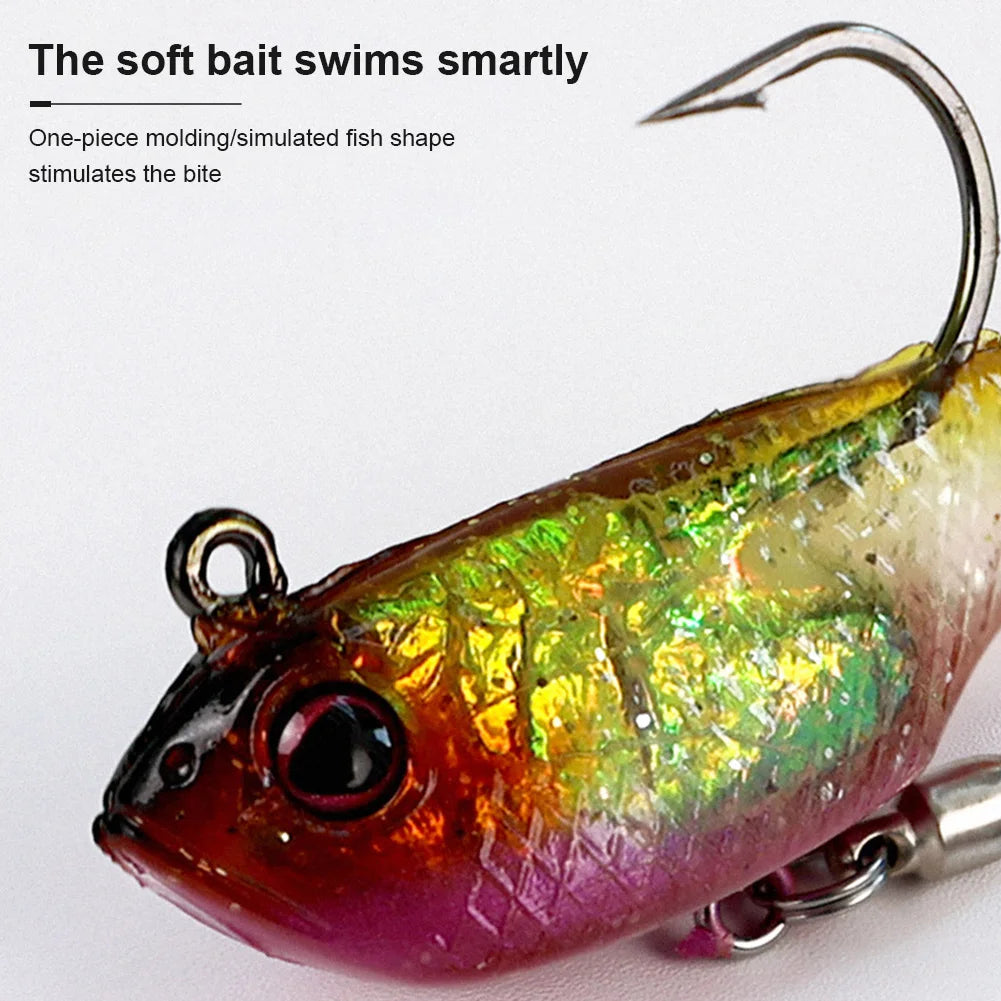 6pcs Spin Spoon Sequins Soft Fishing Lures Jig Head Artificial Baits Soft Baits for Trout Bass Shad