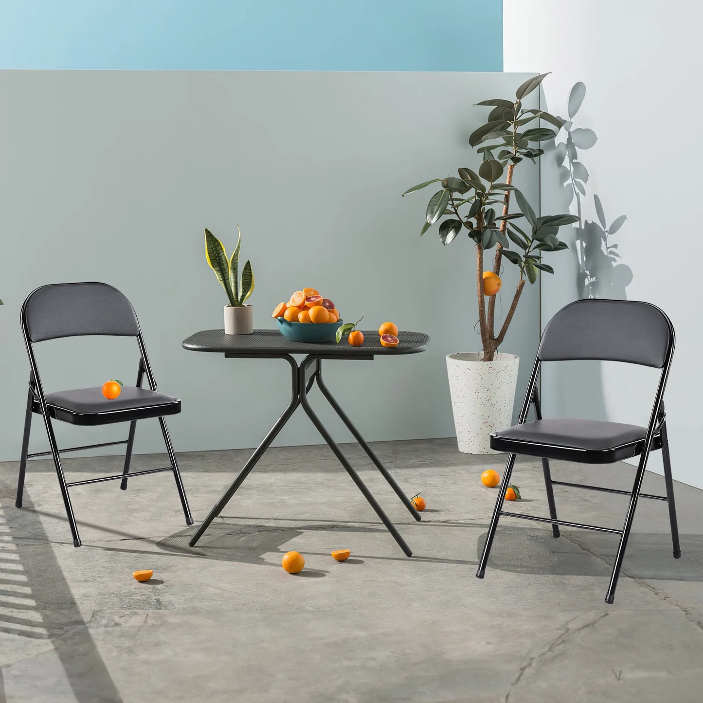 Padded Folding Chair 4 Pack Sturdy Metal Living Room Dinner Chairs Easy to Use Storage Outdoor Home Office