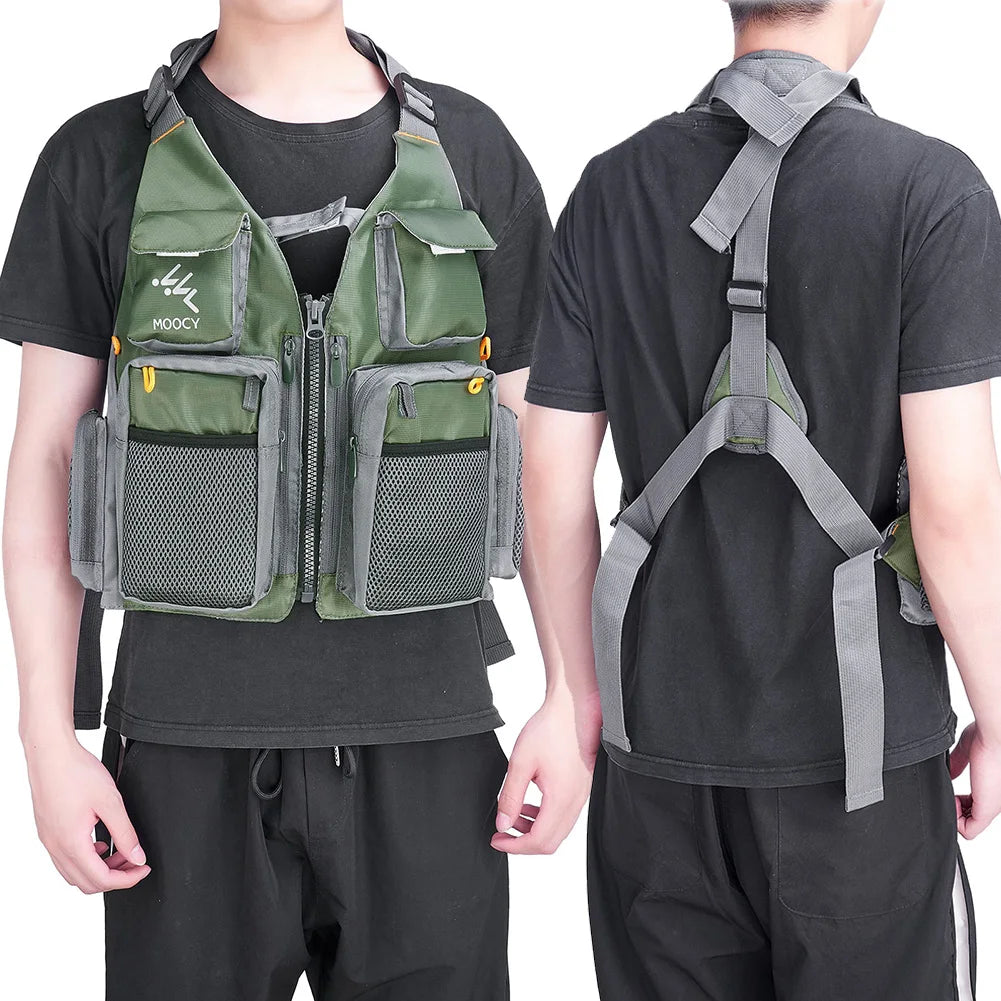 Fishing Vest Adjustable Strap for Men and Women Breathable Fishing Vest Multi-Pockets Oxford Cloth Sea Fishing Coat for Outdoor