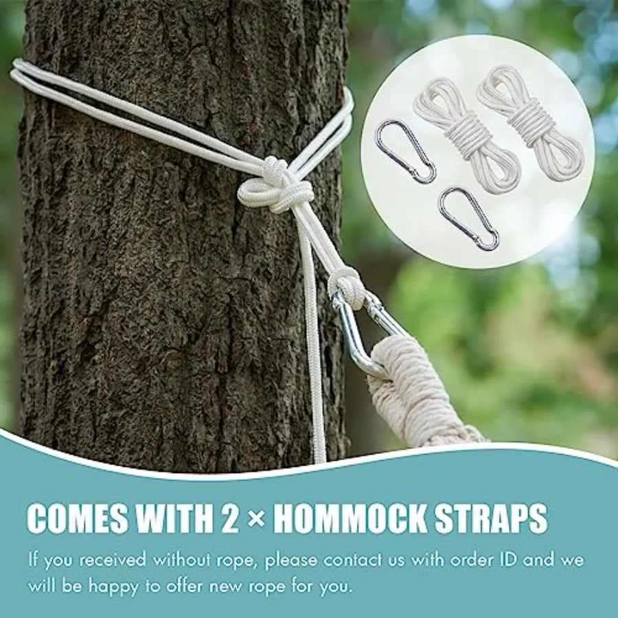 2 Persons Hammock with Tree Straps - Brazilian Double Hammocks Portable Hanging Camping Bed for Patio Backyard Porch Outdoor an