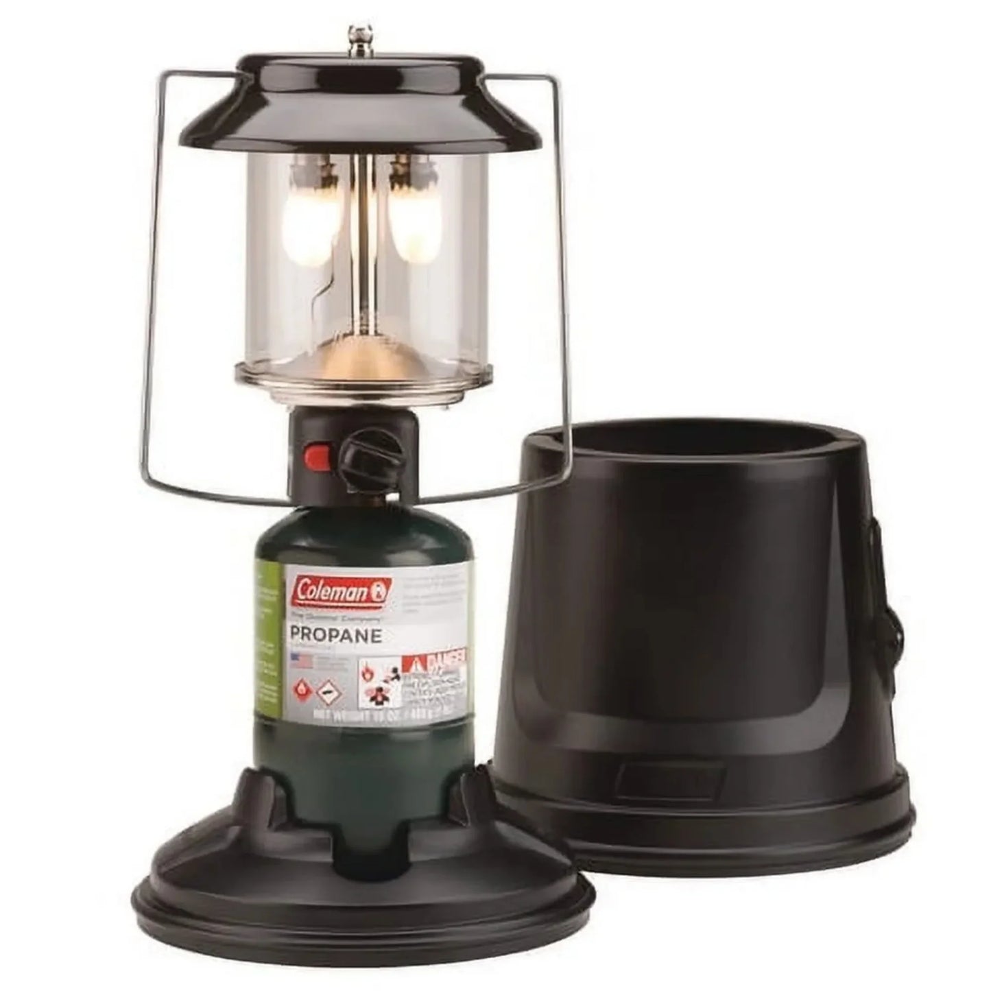 Quick-Pack 810 Lumens 2-Mantle Propane Lantern with Carry Case, Black, Bright Portable Camping Light