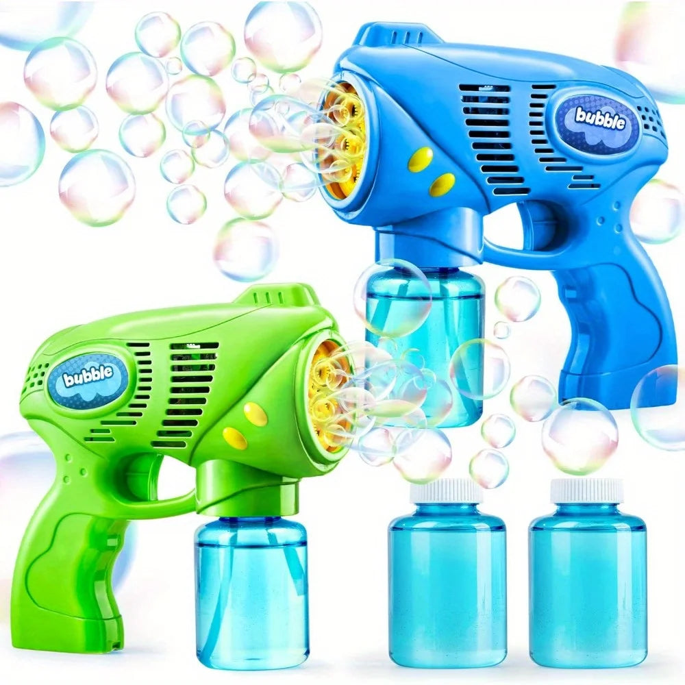 JOYFY 2 Kids Bubble Gun with 2 Bottles Refill Solution Bubble Machine Gun for 1-3 Kids 4-8 Birthday Party Favors Summer Toy