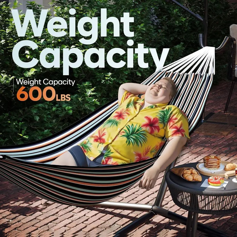 Durable 600lb Capacity Portable Hammock with Stand and Carry Bag for Outdoor Use